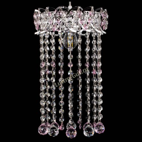 Барная люстра Астра №1 шар 30 длинная Розовая в Симферополе Гусь Хрустальный