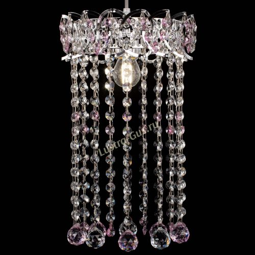 Барная люстра Астра №1 шар 30 длинная Розовая в Симферополе Гусь Хрустальный