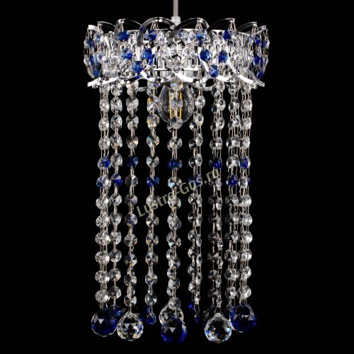 Барная люстра Астра №1 шар 30 длинная Синяя в Симферополе Гусь Хрустальный