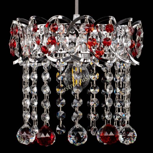 Барная люстра Астра №1 шар красная в Симферополе Гусь Хрустальный