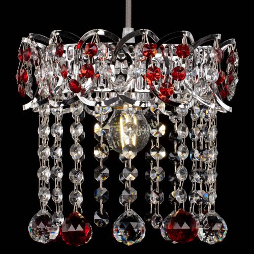 Барная люстра Астра №1 шар красная в Симферополе Гусь Хрустальный