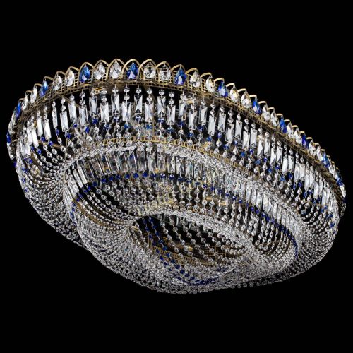 Люстра Кольцо Овал №17 под бронзу синяя в Симферополе Гусь Хрустальный