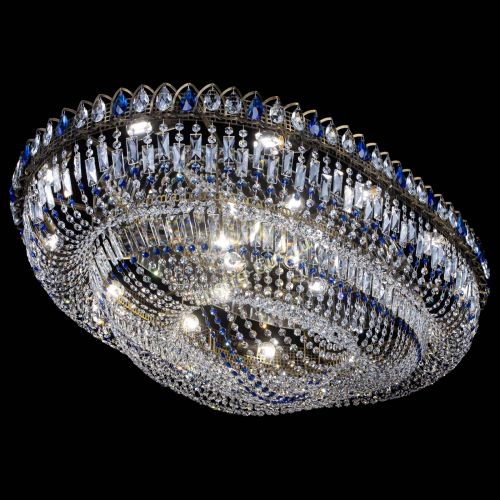 Люстра Кольцо Овал №17 под бронзу синяя в Симферополе Гусь Хрустальный