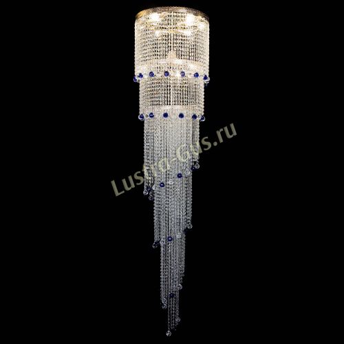 Люстра Милан каскад шар синий в Симферополе Гусь Хрустальный