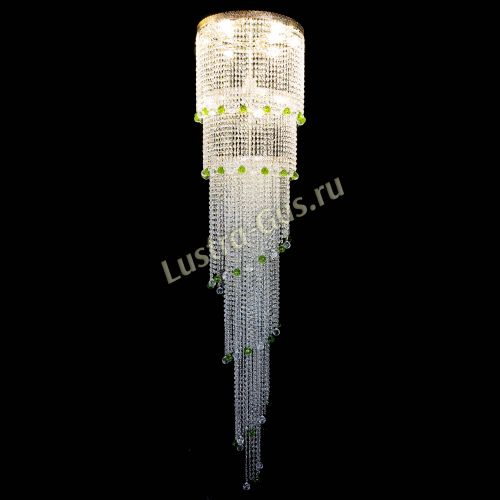 Люстра Милан каскад шар зеленый в Симферополе Гусь Хрустальный