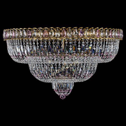 Люстра Водопад Обтикон №15 под бронзу розовая в Симферополе Гусь Хрустальный