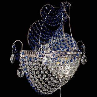 Бра из хрусталя Парусник №1 синяя