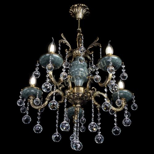 Люстра бронзовая Алфея №5 "Малахит" шар в Симферополе Гусь Хрустальный