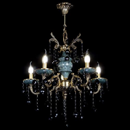 Люстра бронзовая Алфея №5 "Малахит" шар черная в Симферополе Гусь Хрустальный