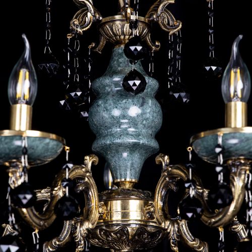 Люстра бронзовая Алфея №5 "Малахит" шар черная в Симферополе Гусь Хрустальный