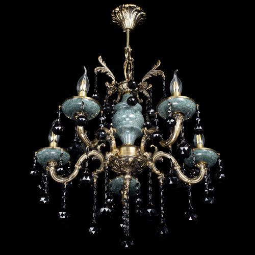 Люстра бронзовая Алфея №5 "Малахит" шар черная в Симферополе Гусь Хрустальный