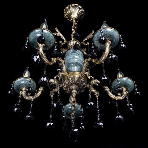 Люстра бронзовая Алфея №5 "Малахит" шар черная в Симферополе Гусь Хрустальный