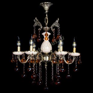 Подвесная люстра Алфея №6 с камнем шар чайная