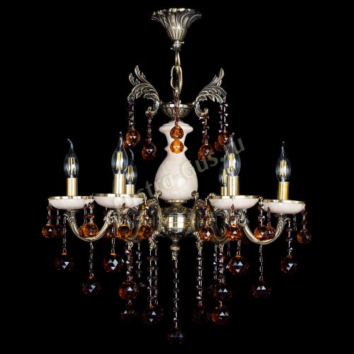 Люстра бронзовая Алфея №6 с камнем шар чайная в Симферополе Гусь Хрустальный