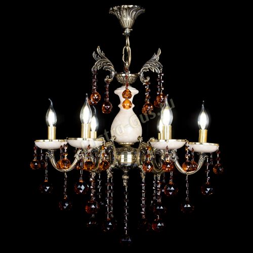 Люстра бронзовая Алфея №6 с камнем шар чайная в Симферополе Гусь Хрустальный