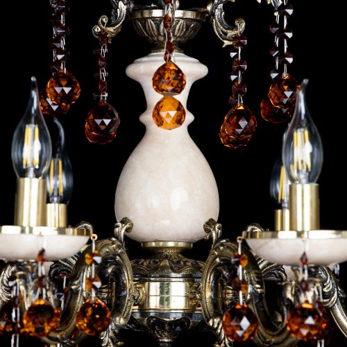 Люстра бронзовая Алфея №6 с камнем шар чайная в Симферополе Гусь Хрустальный