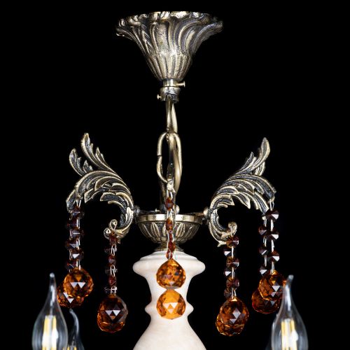 Люстра бронзовая Алфея №6 с камнем шар чайная в Симферополе Гусь Хрустальный