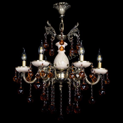 Люстра бронзовая Алфея №6 с камнем шар чайная в Симферополе Гусь Хрустальный