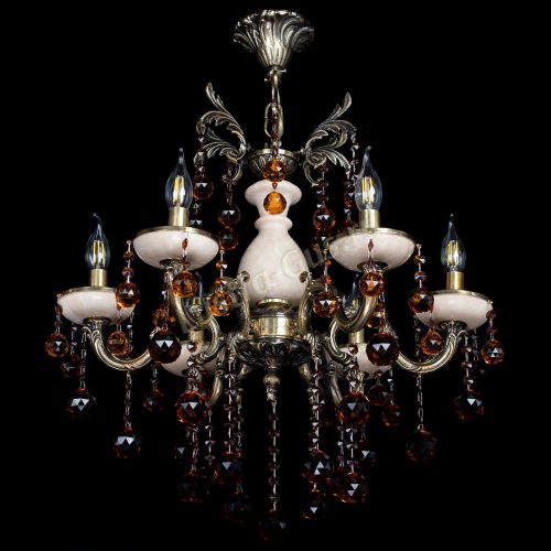 Люстра бронзовая Алфея №6 с камнем шар чайная в Симферополе Гусь Хрустальный