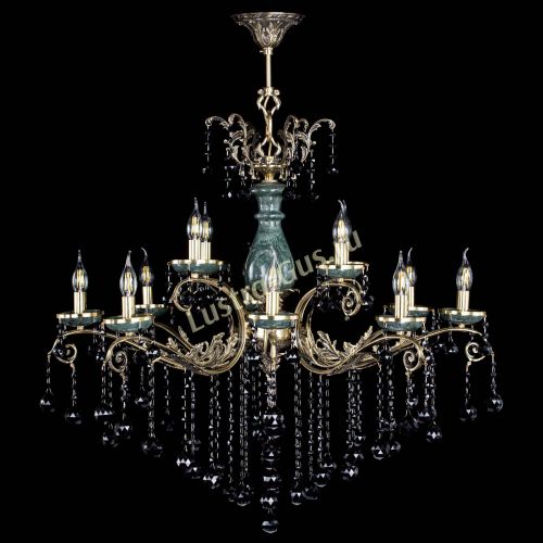 Люстра бронзовая Алфея Малахит №12 шар черная в Симферополе Гусь Хрустальный