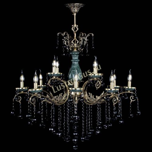 Люстра бронзовая Алфея Малахит №12 шар черная в Симферополе Гусь Хрустальный