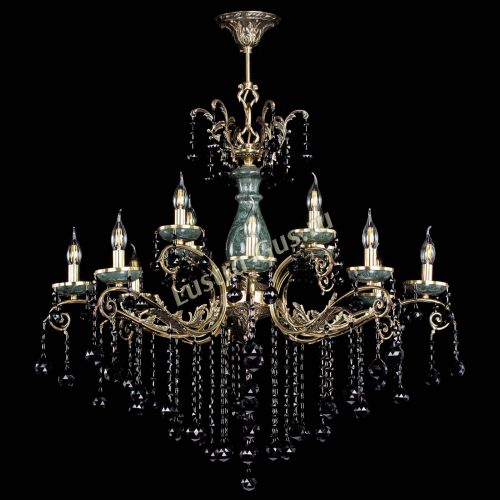 Люстра бронзовая Алфея Малахит №12 шар черная в Симферополе Гусь Хрустальный