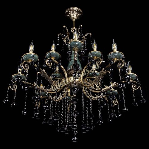 Люстра бронзовая Алфея Малахит №12 шар черная в Симферополе Гусь Хрустальный