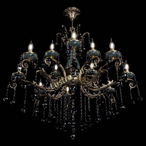 Люстра бронзовая Алфея Малахит №12 шар черная в Симферополе Гусь Хрустальный