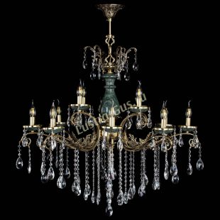 Бронзовая люстра Алфея Малахит №12 журавлик