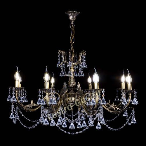 Бронзовая люстра Кассандра №8 удлиненная с конусами в Симферополе Гусь Хрустальный