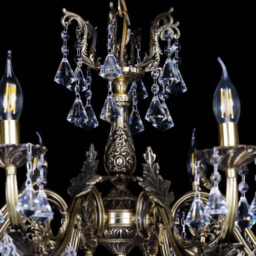 Бронзовая люстра Кассандра №8 удлиненная с конусами в Симферополе Гусь Хрустальный