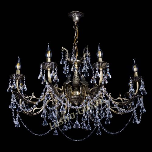 Бронзовая люстра Кассандра №8 удлиненная с конусами в Симферополе Гусь Хрустальный