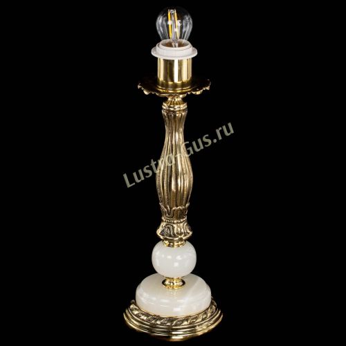 Бронзовая настольная лампа Оникс №1 с абажуром в Симферополе Гусь Хрустальный