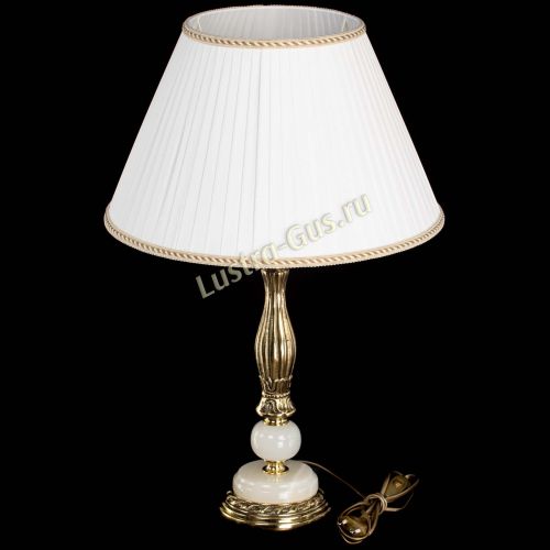 Бронзовая настольная лампа Оникс №1 с большим абажуром в Симферополе Гусь Хрустальный