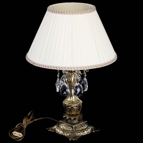 Бронзовая настольная лампа Антик №1 Баден с абажуром в Симферополе Гусь Хрустальный