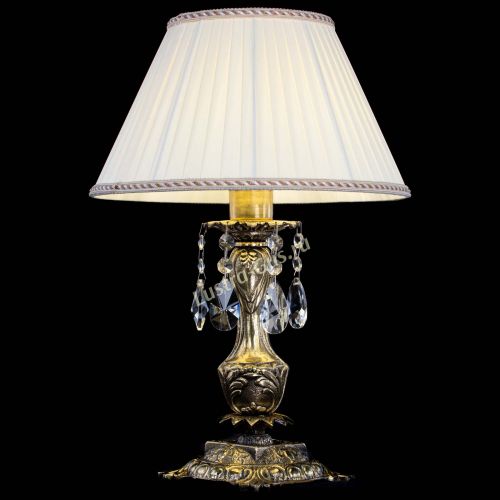 Бронзовая настольная лампа Антик №1 Лучик с абажуром в Симферополе Гусь Хрустальный