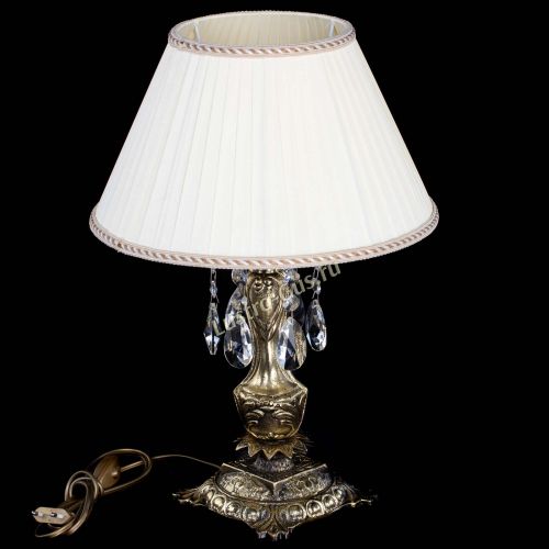 Бронзовая настольная лампа Антик №1 Лучик с абажуром в Симферополе Гусь Хрустальный