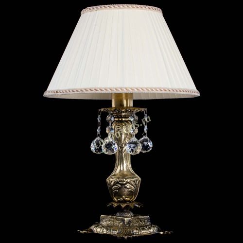 Бронзовая настольная лампа Антик №1 Шар  с абажуром в Симферополе Гусь Хрустальный