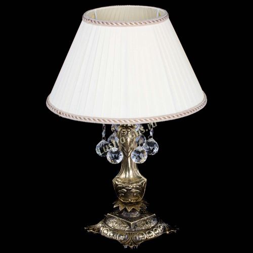 Бронзовая настольная лампа Антик №1 Шар  с абажуром в Симферополе Гусь Хрустальный