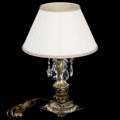 Бронзовая настольная лампа Антик №1 Журавлик с абажуром в Симферополе Гусь Хрустальный