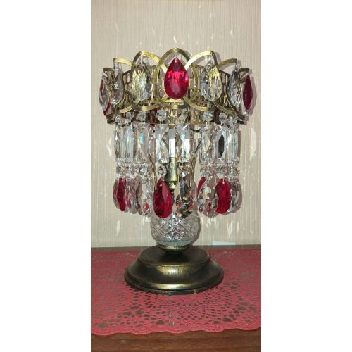 Настольная лампа Астра №1 под бронзу Красная в Симферополе Гусь Хрустальный