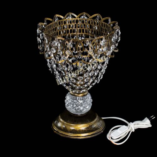 Настольная лампа Астра ажур №1 под бронзу Черная в Симферополе Гусь Хрустальный