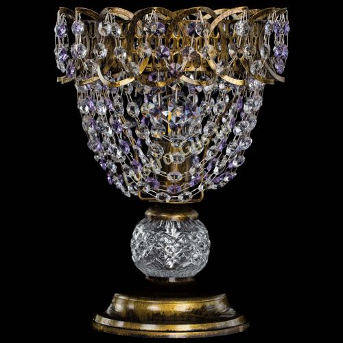 Настольная лампа Астра ажур №1 под бронзу Фиолетовая в Симферополе Гусь Хрустальный