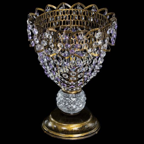 Настольная лампа Астра ажур №1 под бронзу Фиолетовая в Симферополе Гусь Хрустальный