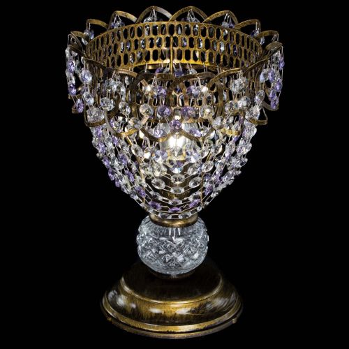 Настольная лампа Астра ажур №1 под бронзу Фиолетовая в Симферополе Гусь Хрустальный