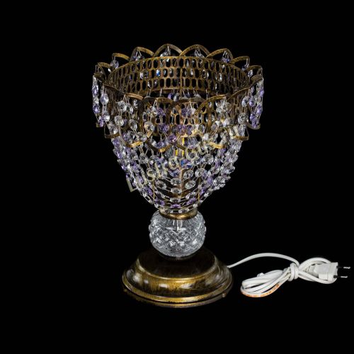 Настольная лампа Астра ажур №1 под бронзу Фиолетовая в Симферополе Гусь Хрустальный