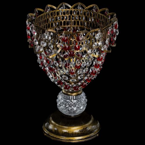 Настольная лампа Астра ажур №1 под бронзу Красная в Симферополе Гусь Хрустальный