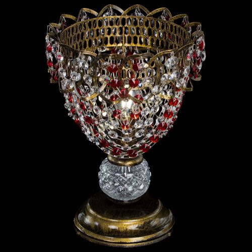 Настольная лампа Астра ажур №1 под бронзу Красная в Симферополе Гусь Хрустальный