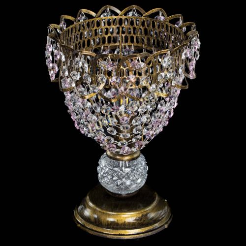 Настольная лампа Астра ажур №1 под бронзу Розовая в Симферополе Гусь Хрустальный