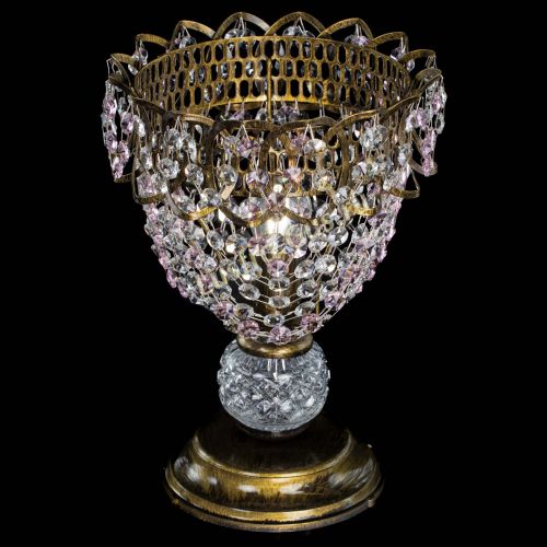 Настольная лампа Астра ажур №1 под бронзу Розовая в Симферополе Гусь Хрустальный